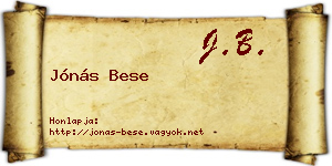 Jónás Bese névjegykártya